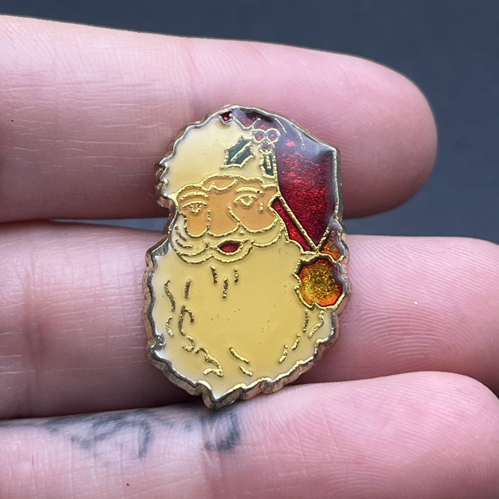 Santa Claus Head Hat Christmas Holiday Lapel Hat Pin